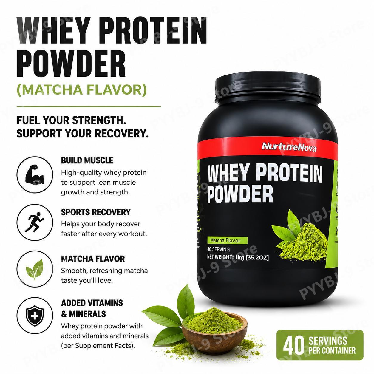 Nutrition Of Fitness - NurtureNova Whey Protein Tozu Matcha Aromalı