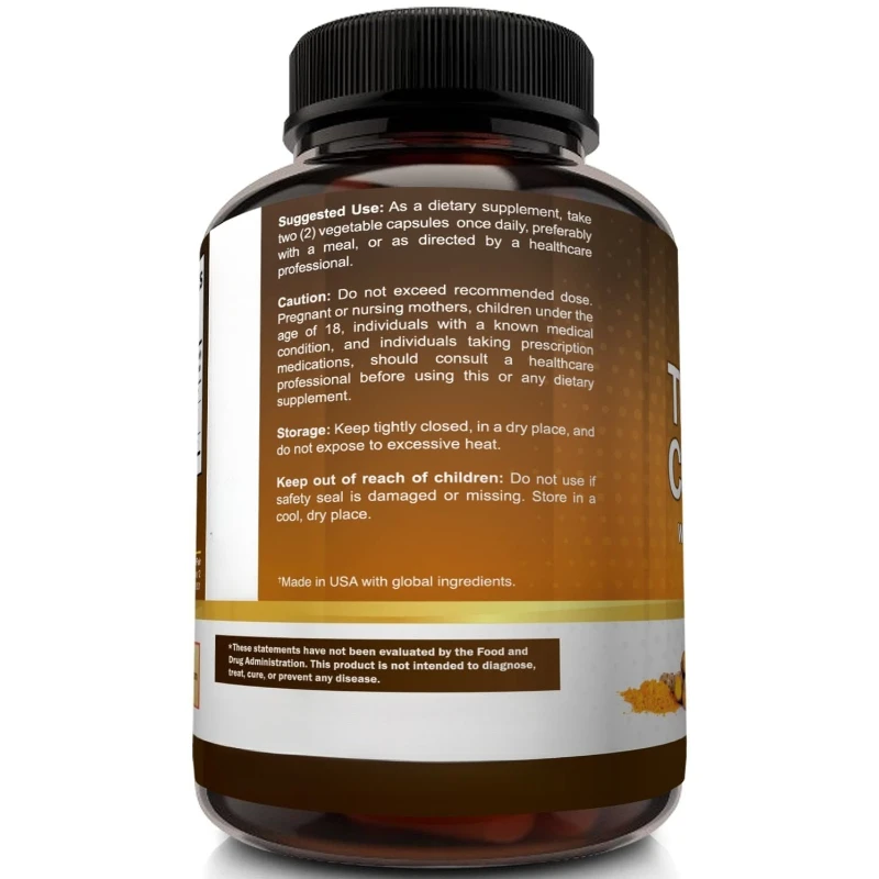 Turmeric Curcumin Capsule - Zerdeçal Kurkumin Takviyesi 1650mg, %95 Kurkuminoidler,